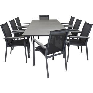 Prässebo Matgrupp (160x100) - Svart/Grå - 8 Stolar