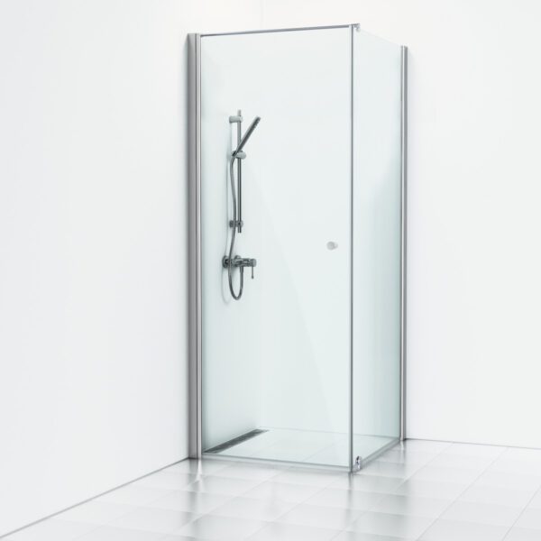 Svedbergs Duschhörn Skoga Fast Vägg/dörr 225 cm - Klarglas Alu blank 80x83