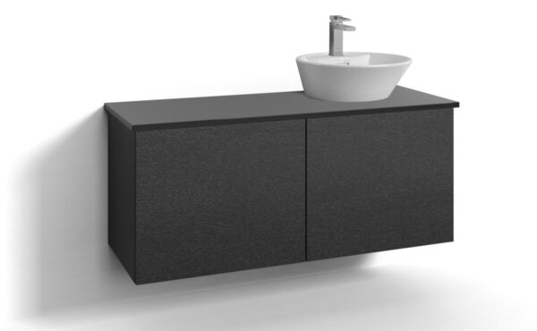 Svedbergs Underdel Forma 120X45 Delad Front Med Ovanpåliggande Tvättställ Höger Helix - Två Lådor Ek - Svart Box One Plask Helix