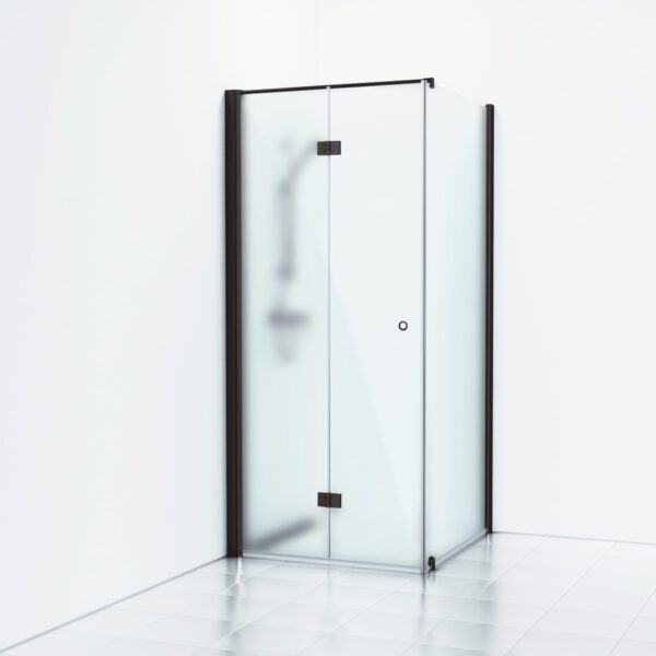 Svedbergs Vikhörndusch Skoga Fast Vägg/dörr 80X83 - Frostglas Svart matt