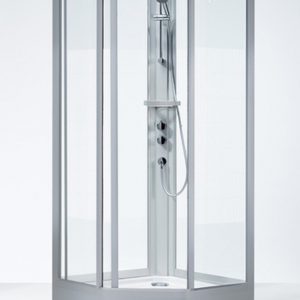 Ifö Duschkabin Solid Pentagonal Komplett SKP NS 900 x 900 STD Med Screentryckt Glas